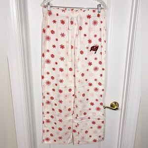 NEW Y2K Reebok Tampa Bay Buccaneers Flannel Pajama Pants Pink Red Snowflake M